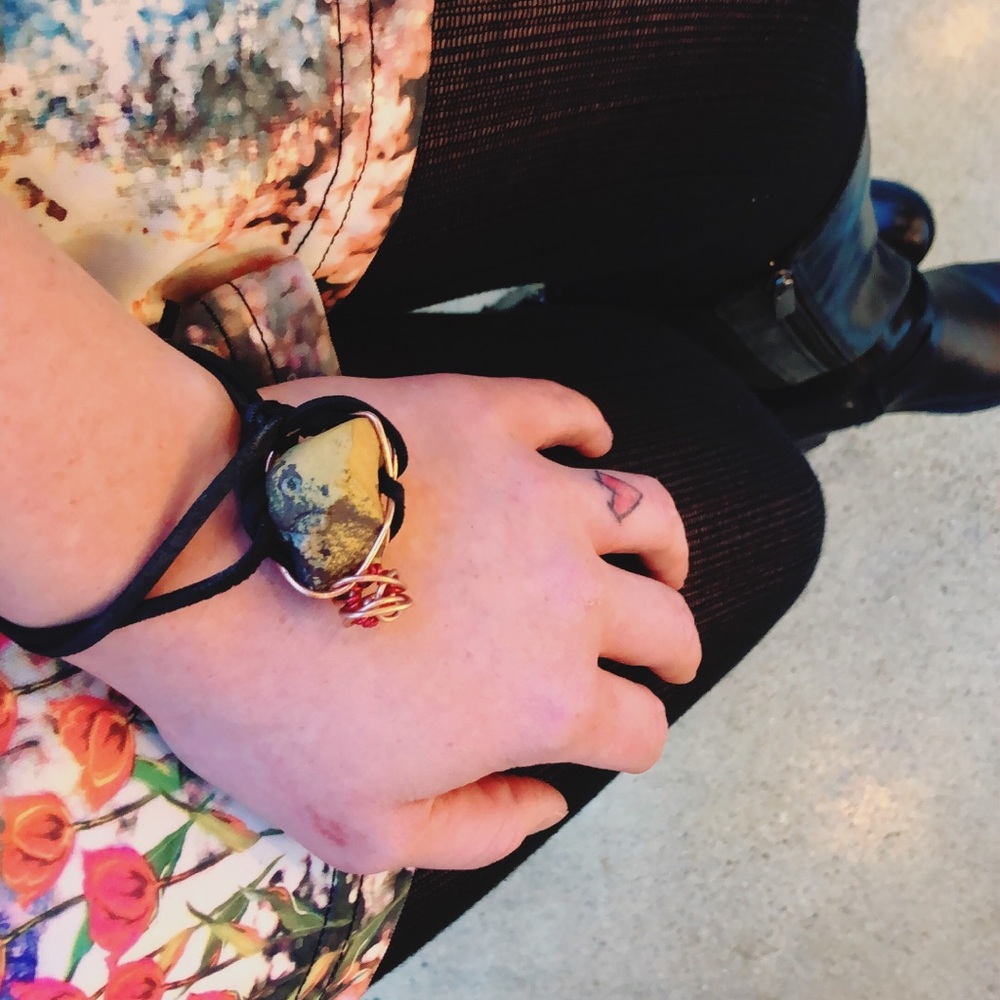 Wire wrapped rock bracelet